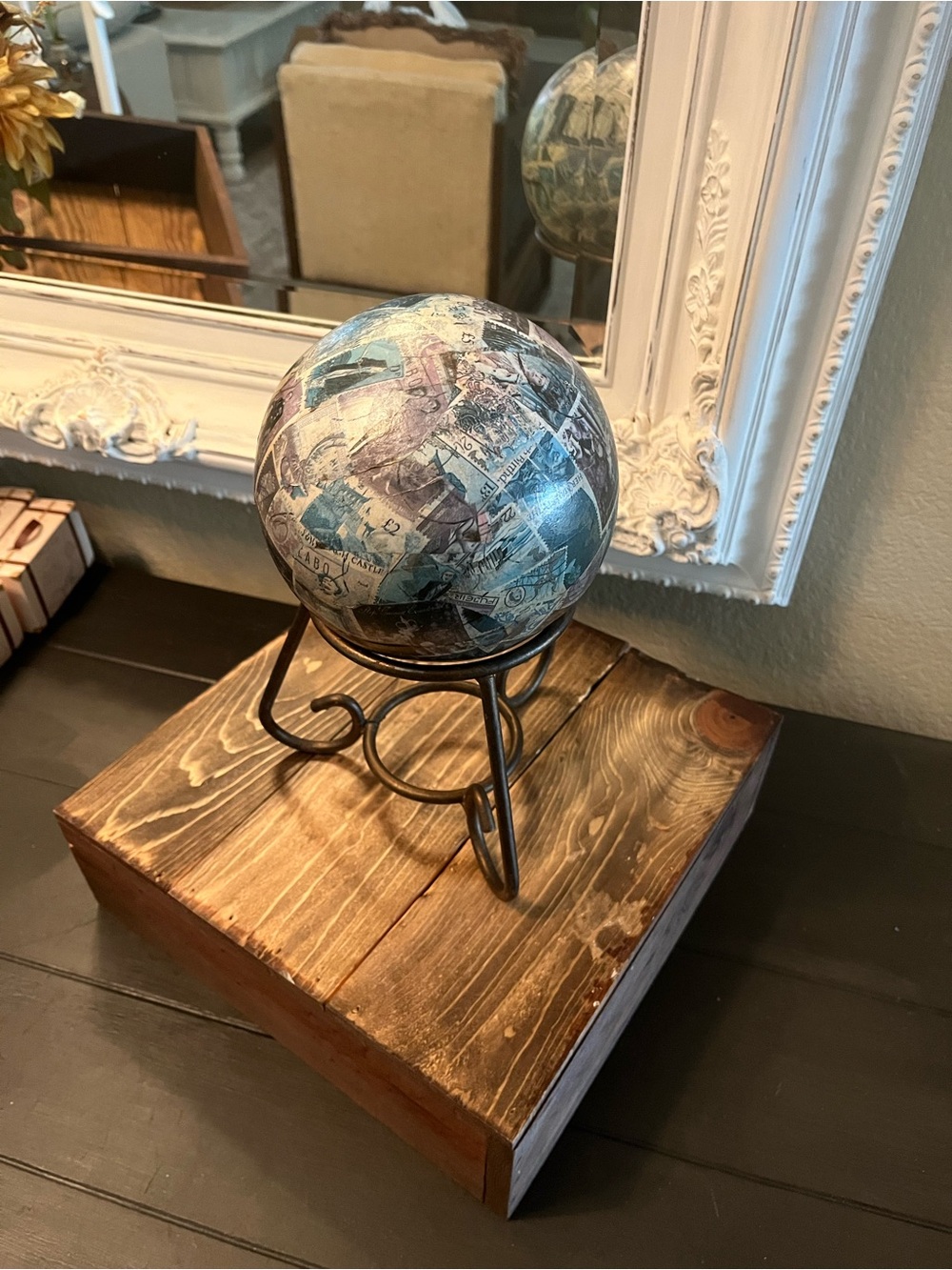 Decorative Globe Accent in Teal and Gray - Home Accents